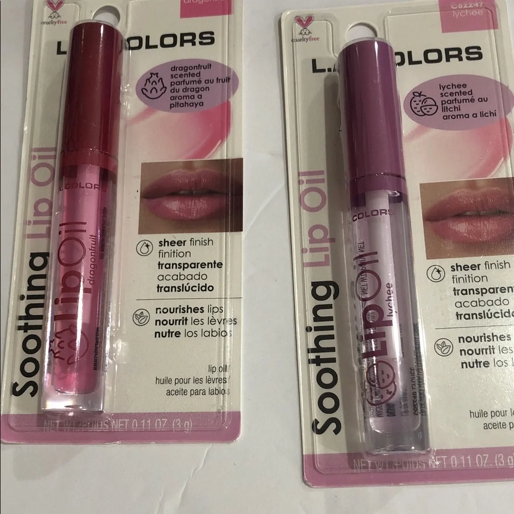2pack Soothing dragonfruit and Lycee flavored sheer finish lip oils new‎
